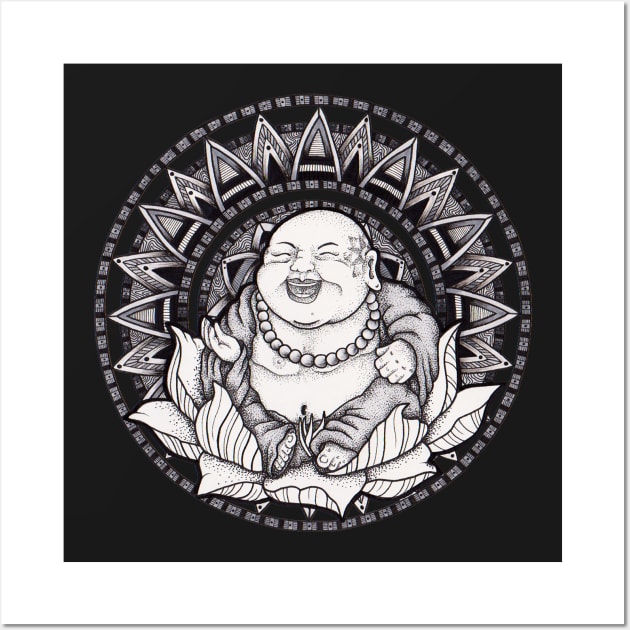 Happy Buddha Mandala - in tie dye or solids Wall Art by Litedawn